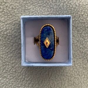 Elegant Gold plated Lapis Lazuli Ring NEW